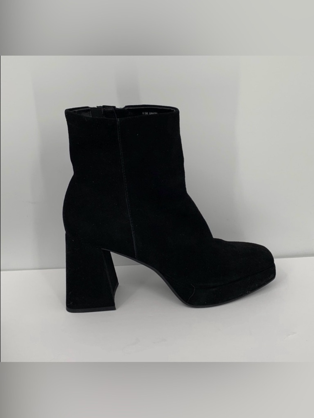 Dolce Vita Gracey chunky ankle boots suede leather platform black Disco new 8.5